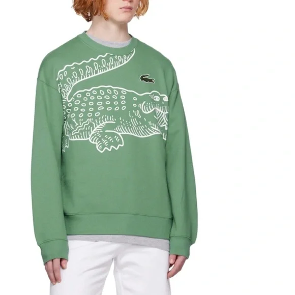 NWOT Lacoste Men’s Round Neck Loose Fit Croc Print Jogger Sweatshirt Size M - Picture 11 of 13